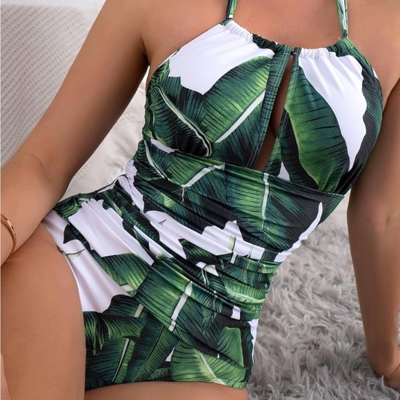 B2prity Women's Slimming One-Piece Swimsuit Tummy Control Halter Curvy Size XL - Picture 4 of 7